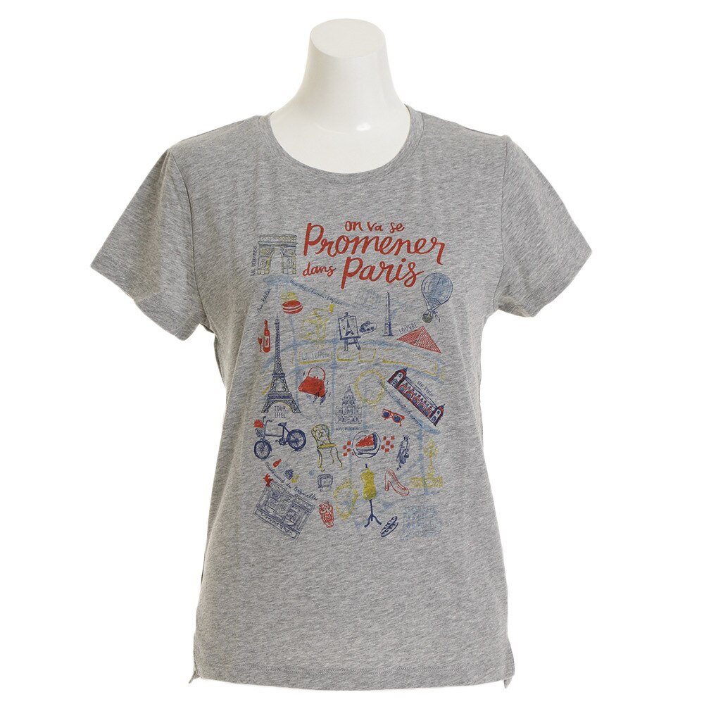  【多少の傷汚れありの為大奉仕】Tシャツ レディース 半袖 グラフィック PARIS HU18SCD864504GRY