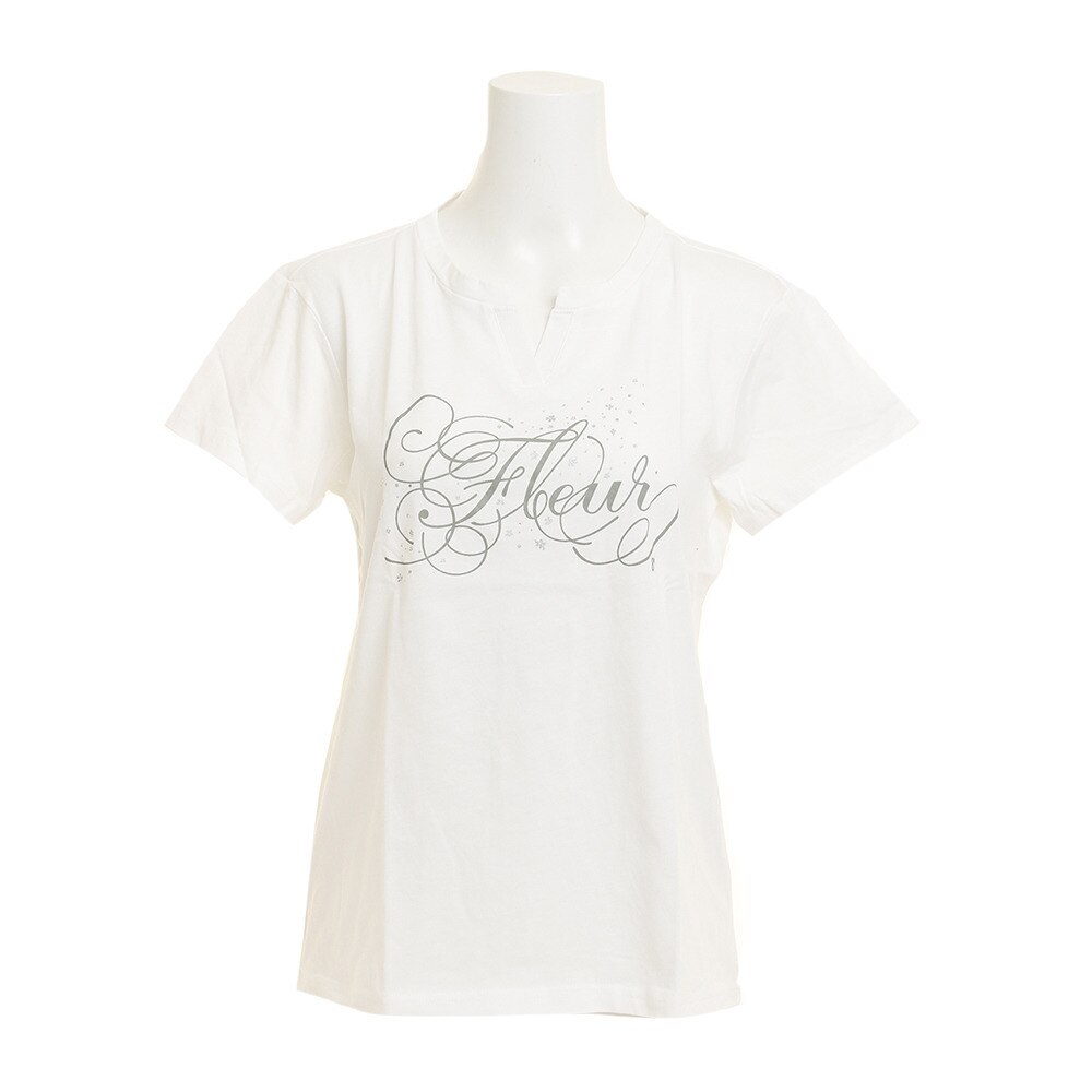  【多少の傷汚れありの為大奉仕】Tシャツ レディース 半袖 T/C KEY NECK HU18SCD864423WHT