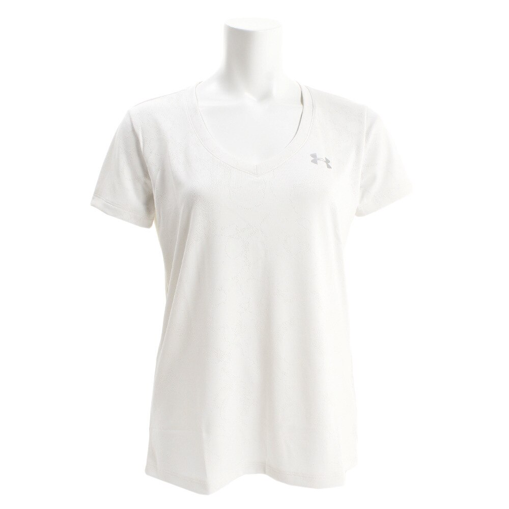  【多少の傷汚れありの為大奉仕】Tシャツ レディース 半袖 テック Vネックマーブルジャカード 1328880 OXW/MSV AT オンライン価格