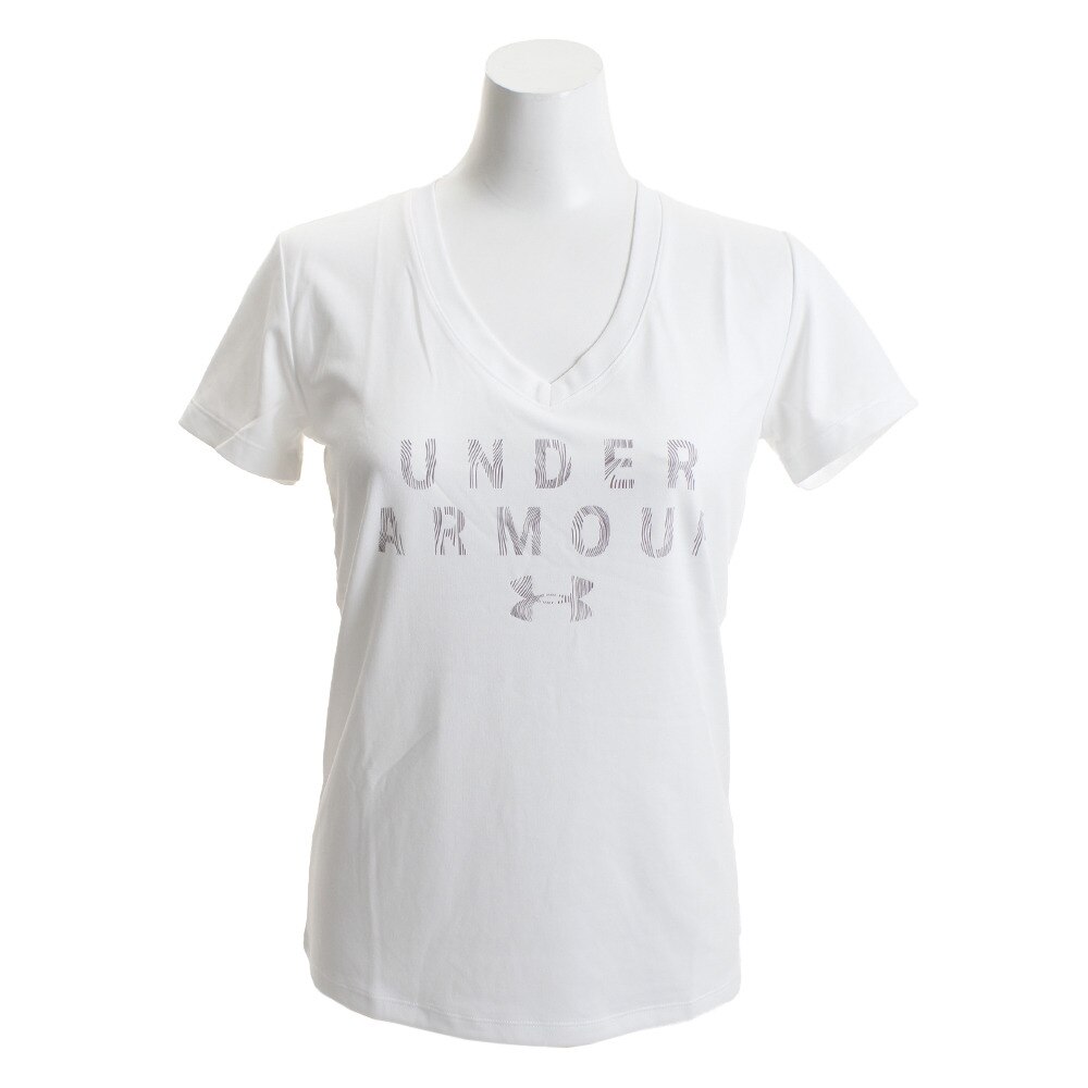  テックショートスリーブVネックグラフィック 1328881 WHT/PUP AT オンライン価格