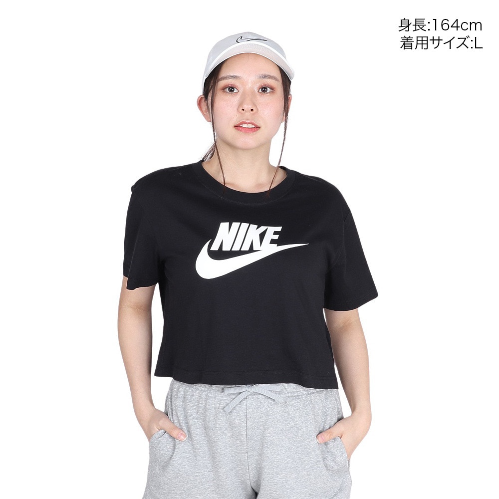 ナイキ（NIKE）（レディース）Tシャツ 半袖 エッセンシャル クロップ アイコン フレンチテリー BV6176-010