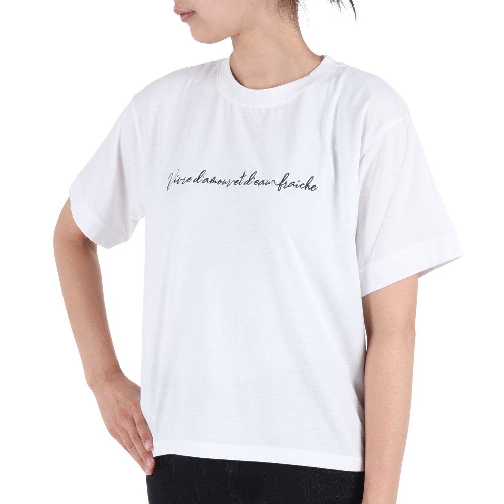  洗っても機能が続く ずっとカットUV LONG EMB 半袖Tシャツ HU21SEG864026WHT