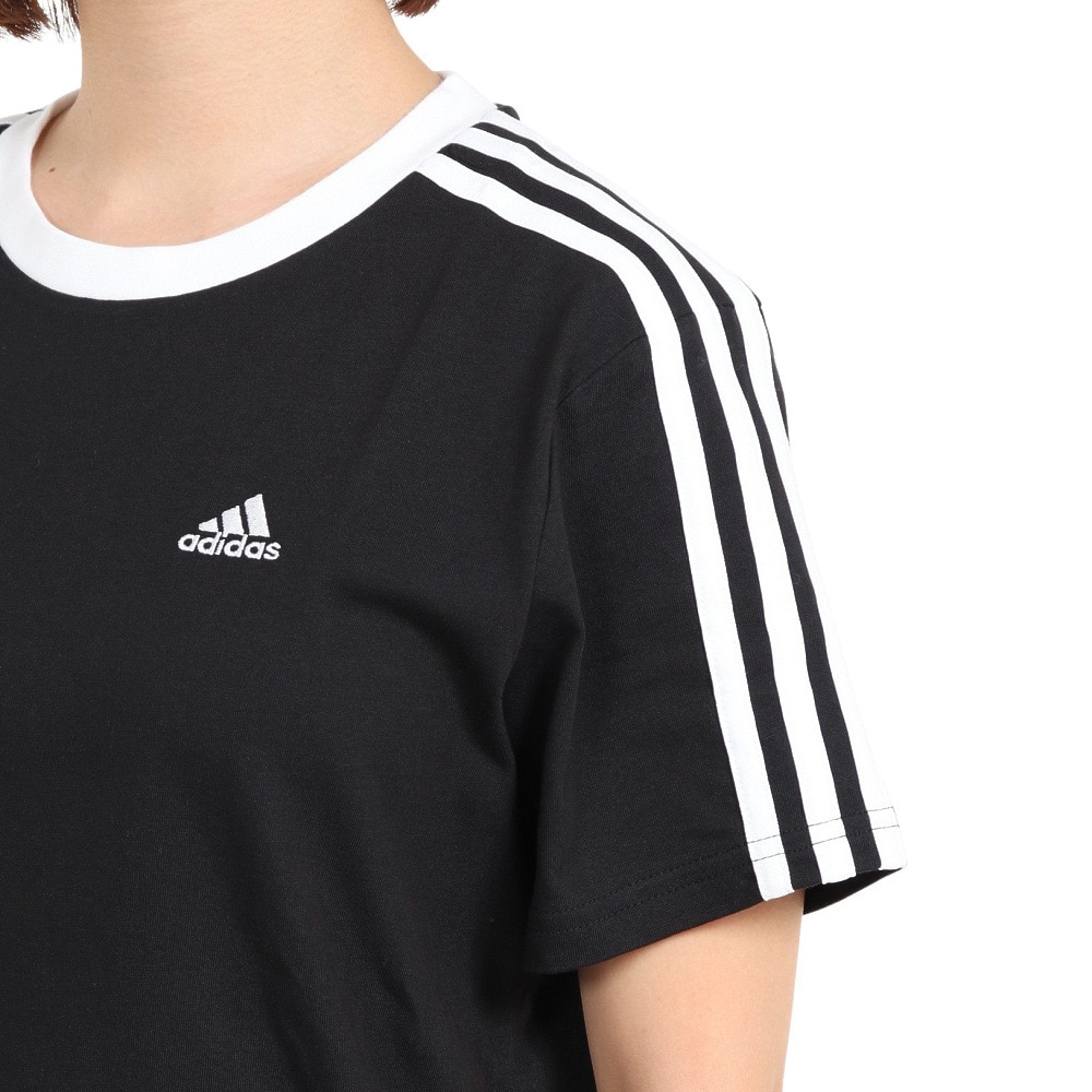 アディダス（adidas）（レディース）半袖Tシャツ レディース エッセンシャルズ スリーストライプス IXV18-GS1379