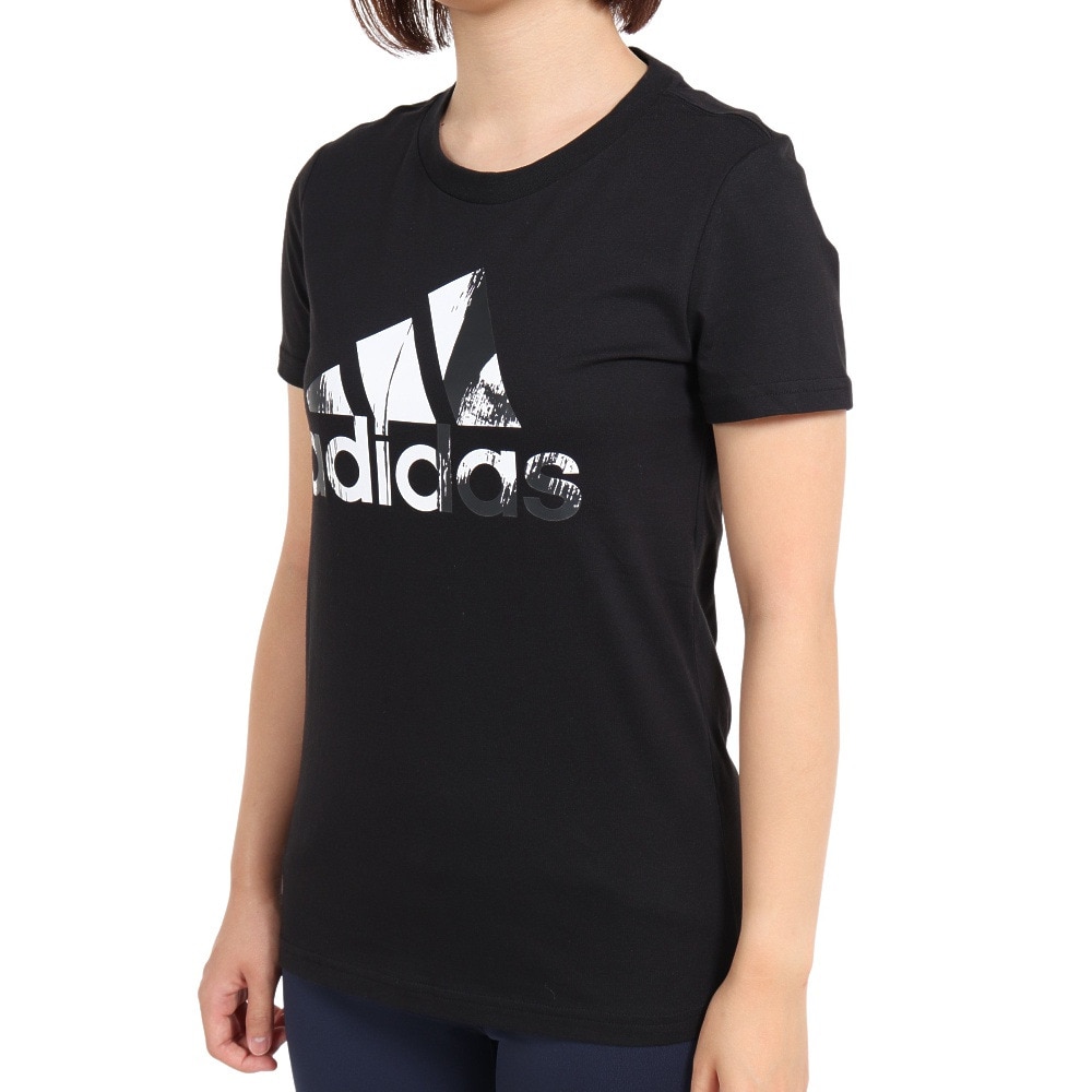 アディダス（レディース）半袖Tシャツ レディース エッセンシャルズ プリントロゴ コットン QU658-HD9328