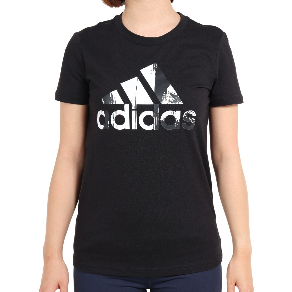 アディダス（レディース）半袖Tシャツ レディース エッセンシャルズ プリントロゴ コットン QU658-HD9328