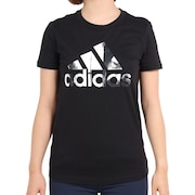 アディダス(レディース)半袖Tシャツ レディース エッセンシャルズ プリントロゴ コットン QU658-HD9328
