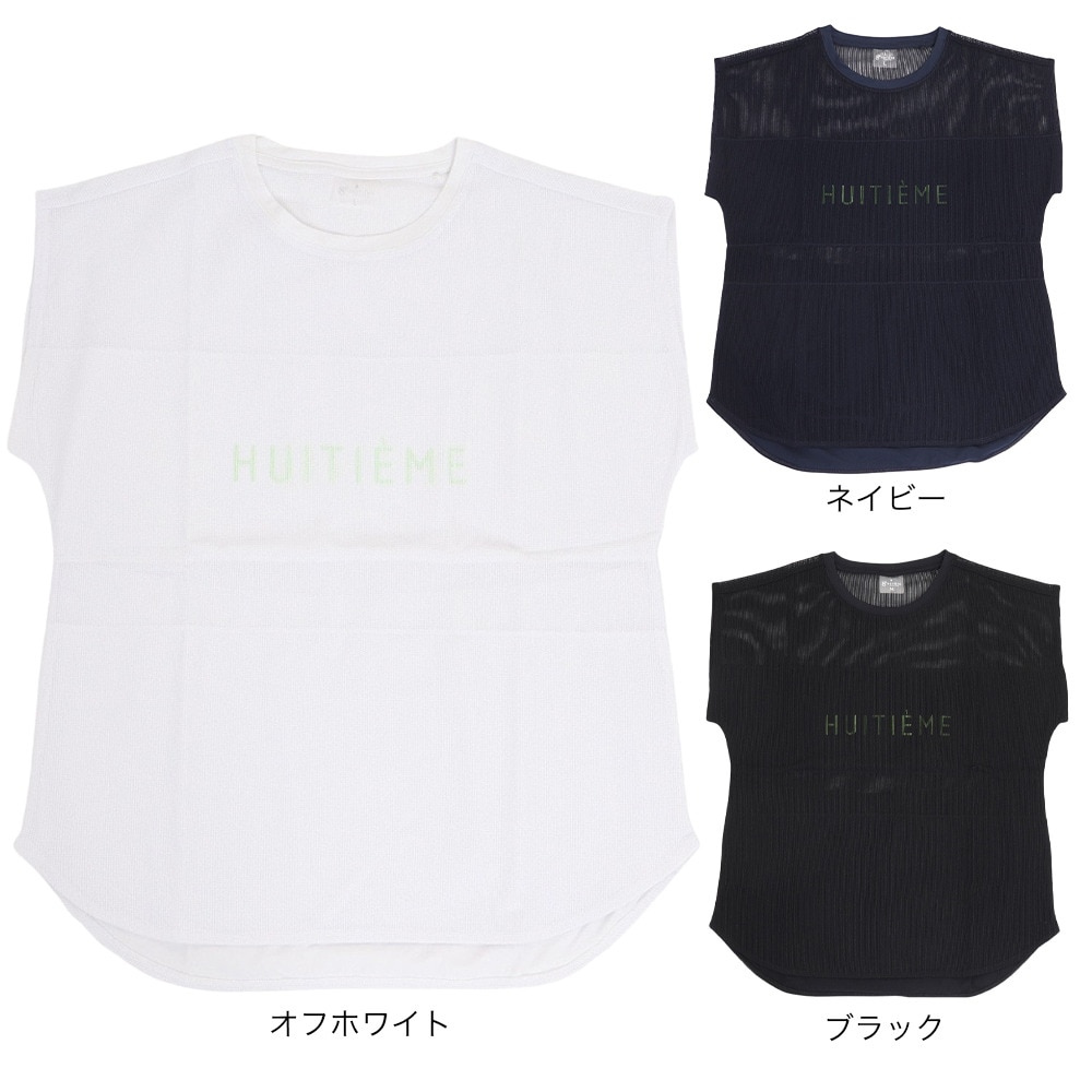 ウィッテム（HUITIEME）（レディース）半袖シャツ レディース メッシュハイブリッド フレンチクルー 192-26440-019