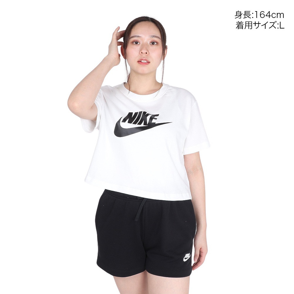 ナイキ（NIKE）（レディース）半袖Tシャツ レディース 白 クロップ フレンチテリー BV6176-100
