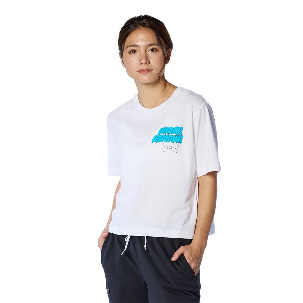 アンダーアーマー（UNDER ARMOUR）（レディース）コットン クロップ 半袖Tシャツ 1384714 100