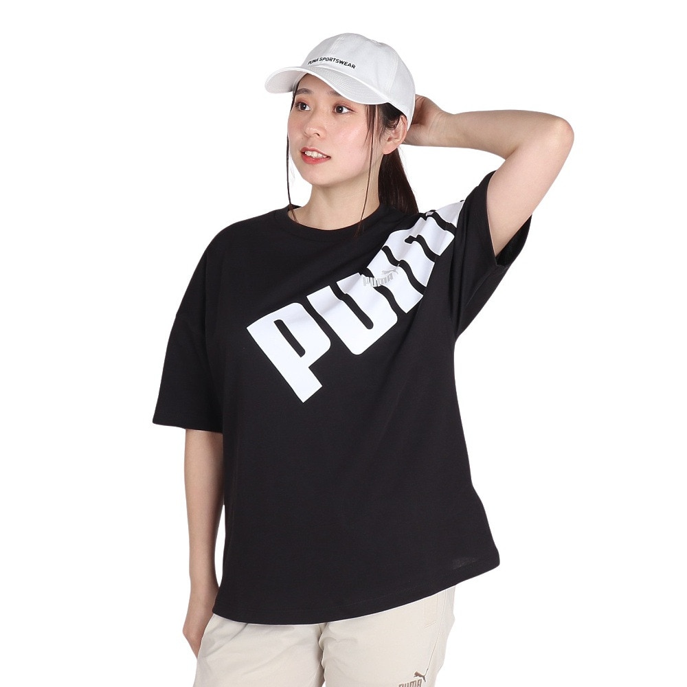 プーマ（PUMA）（レディース）POWER MX ショートスリーブ オーバーサイズTシャツ 680744 01 BLK