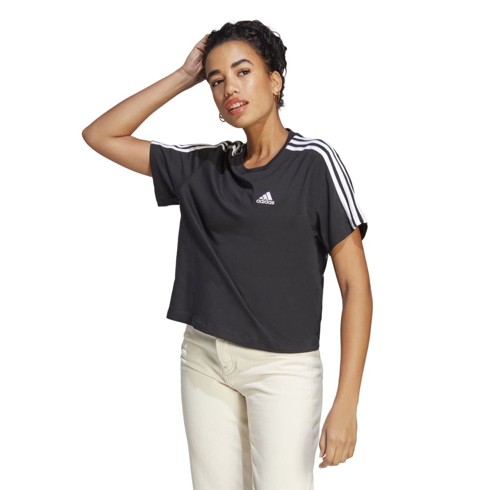 アディダス（adidas）（レディース）エッセンシャルズ スリーストライプス シングル ジャージー クロップトップス ENK78-HR4913