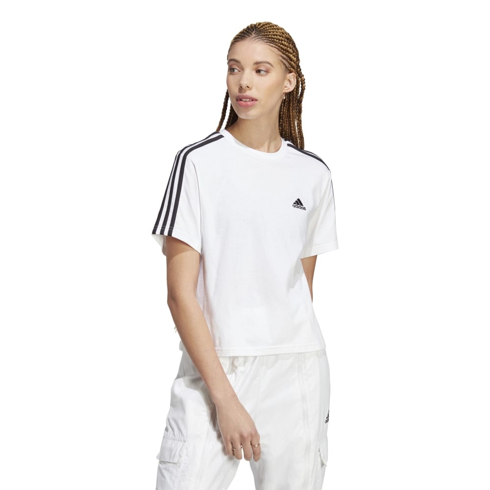 アディダス（adidas）（レディース）エッセンシャルズ スリーストライプス シングル ジャージー クロップトップス ENK78-HR4915