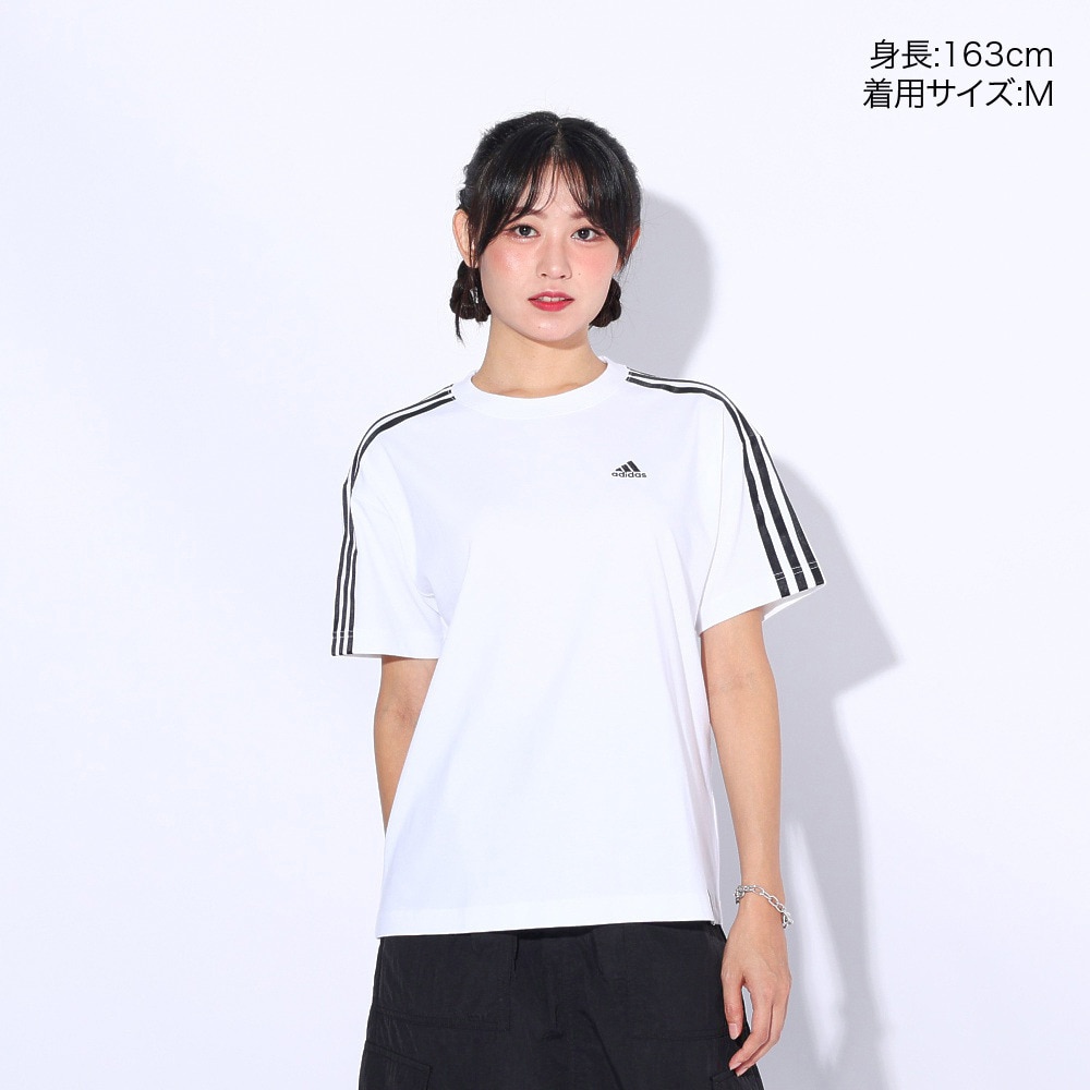 アディダス（adidas）（レディース）エッセンシャルズ プラス スリーストライプス 半袖Tシャツ KVF79-JF1396