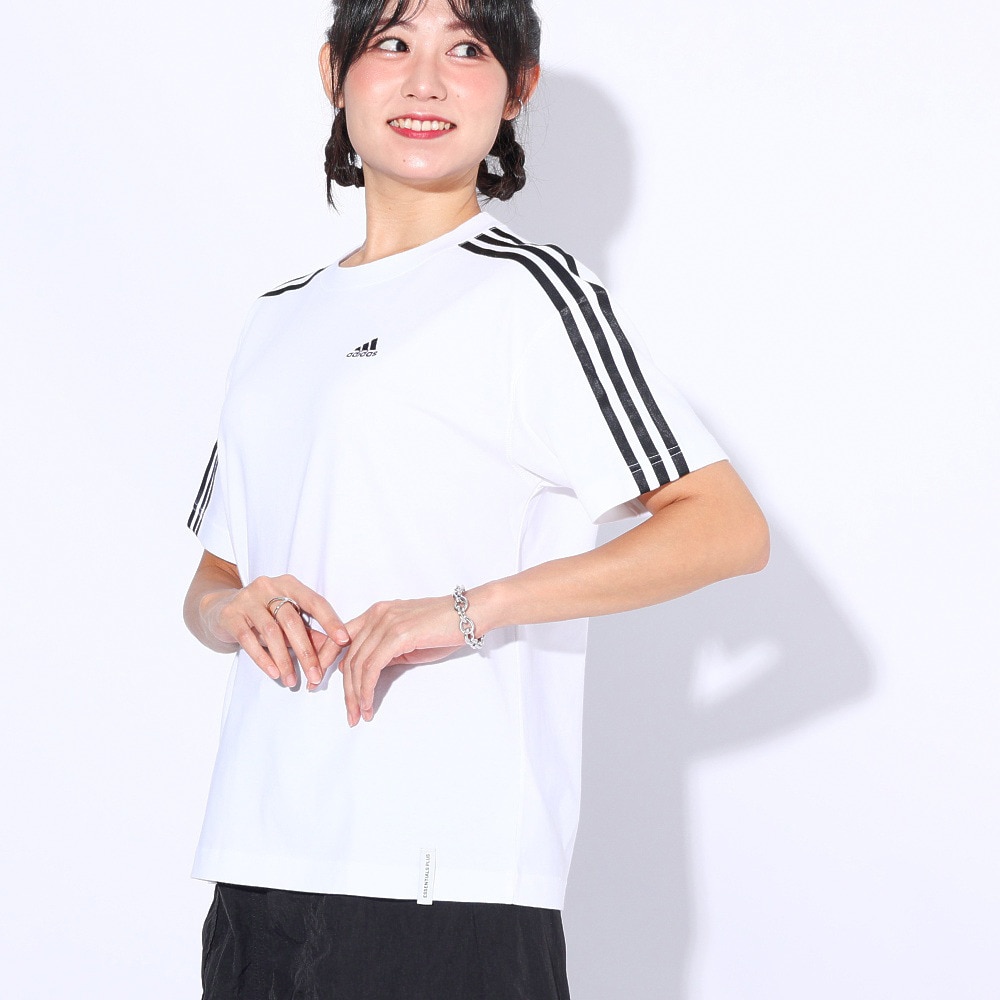 アディダス（adidas）（レディース）エッセンシャルズ プラス スリーストライプス 半袖Tシャツ KVF79-JF1396