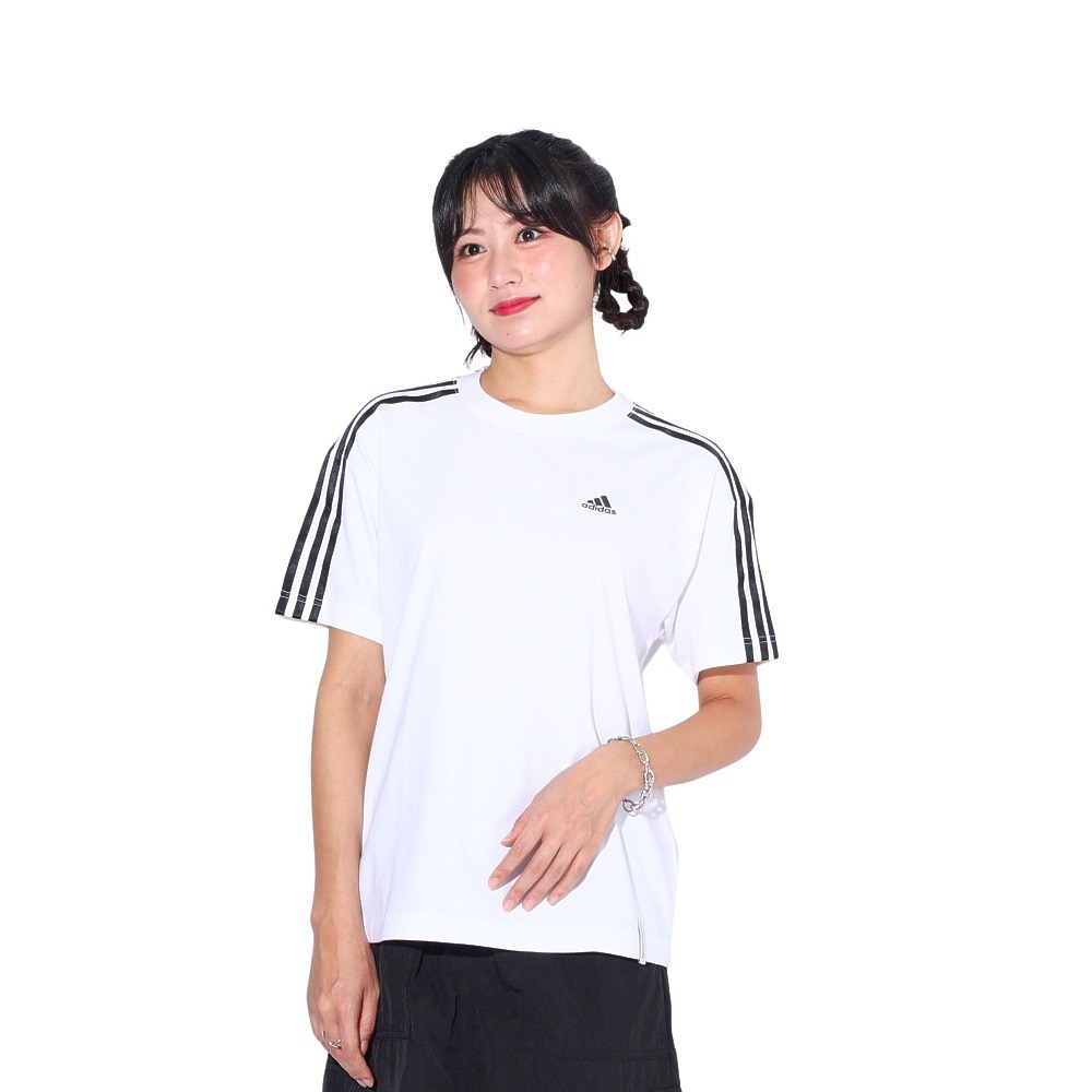 アディダス（adidas）（レディース）エッセンシャルズ プラス スリーストライプス 半袖Tシャツ KVF79-JF1396