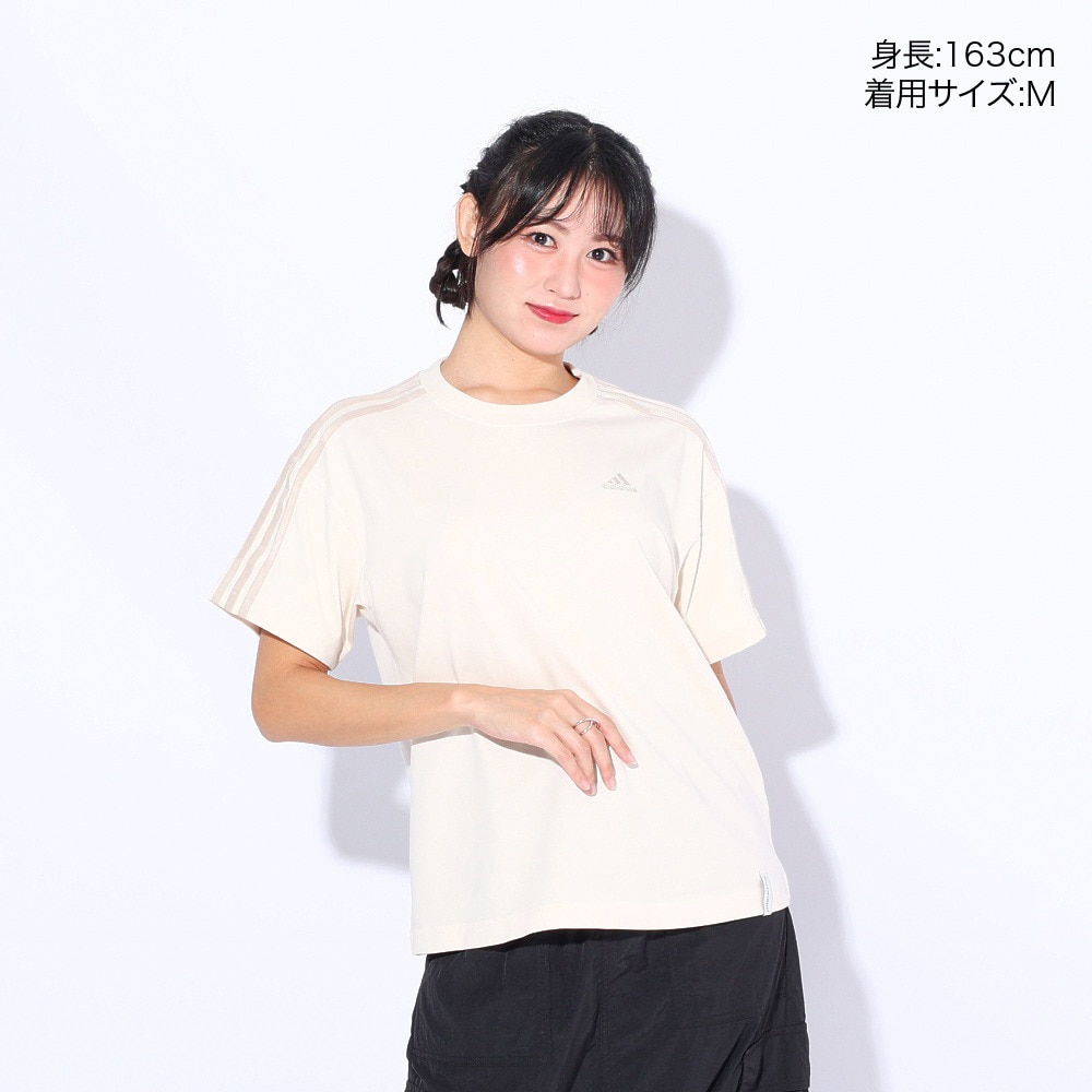 アディダス（adidas）（レディース）エッセンシャルズ プラス スリーストライプス 半袖Tシャツ KVF79-JF1397