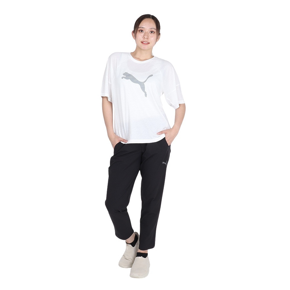 プーマ（PUMA）（レディース）エヴォストライプ 半袖 Tシャツ 681197 02 WHT