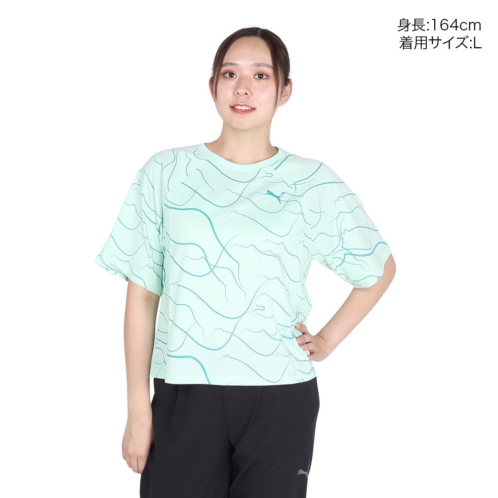 プーマ（PUMA）（レディース）モーション AOP 半袖 Tシャツ 681247 88 FGRN