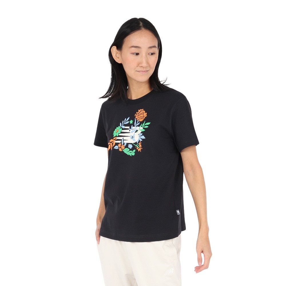 ニューバランス（new balance）（レディース）フラワーグラフィックTシャツ WT51931BK