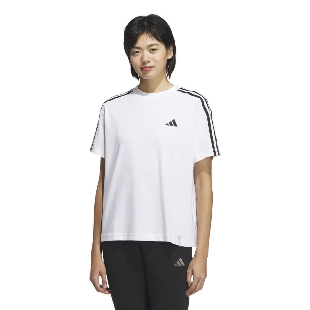 アディダス（adidas）（レディース）エッセンシャルズ プラス スリーストライプス 半袖Tシャツ JUP44-JW4500