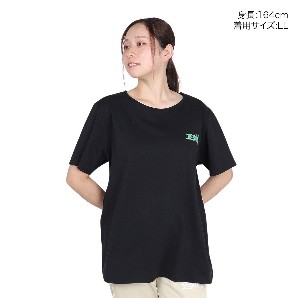 エックスガール（X-gir）（レディース）スラッシュ ロゴ 半袖Tシャツ 155251013007-BLACK