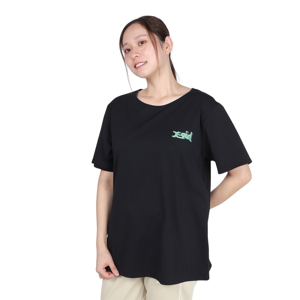エックスガール（X-gir）（レディース）スラッシュ ロゴ 半袖Tシャツ 155251013007-BLACK