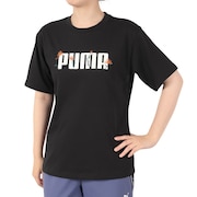 (レディース)ESS ロゴ FLOWER MX 半袖Tシャツ 689050 01 BLK