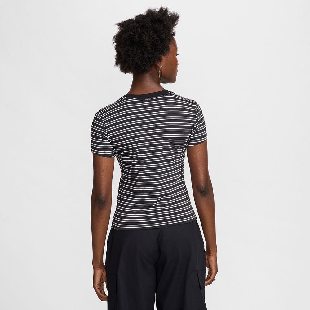 ナイキ（NIKE）（レディース）スポーツウェア チル ニット スリム ストライプド Tシャツ HF9525-010