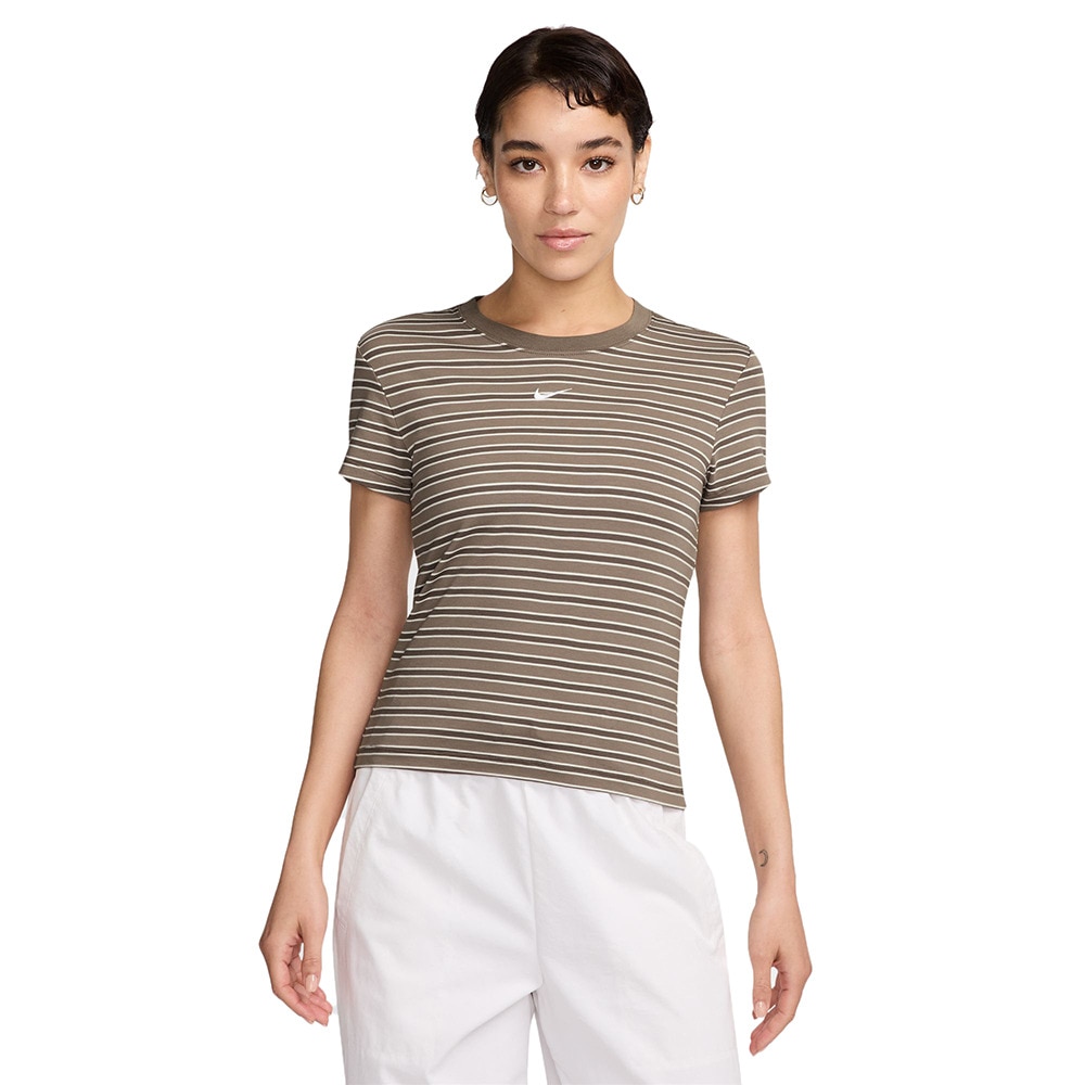 ナイキ（NIKE）（レディース）スポーツウェア チル ニット スリム ストライプド Tシャツ HF9525-233