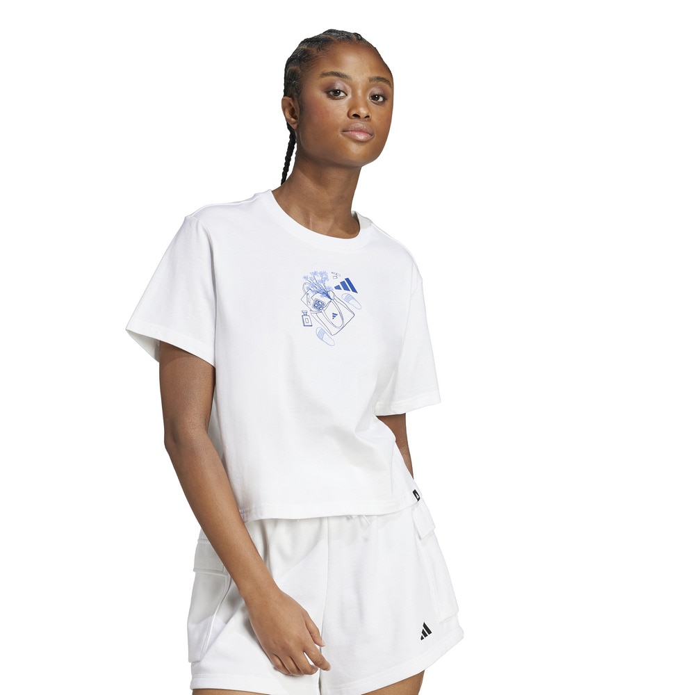 アディダス（adidas）（レディース）ミニグラフィックTシャツ JVJ06-JM4386