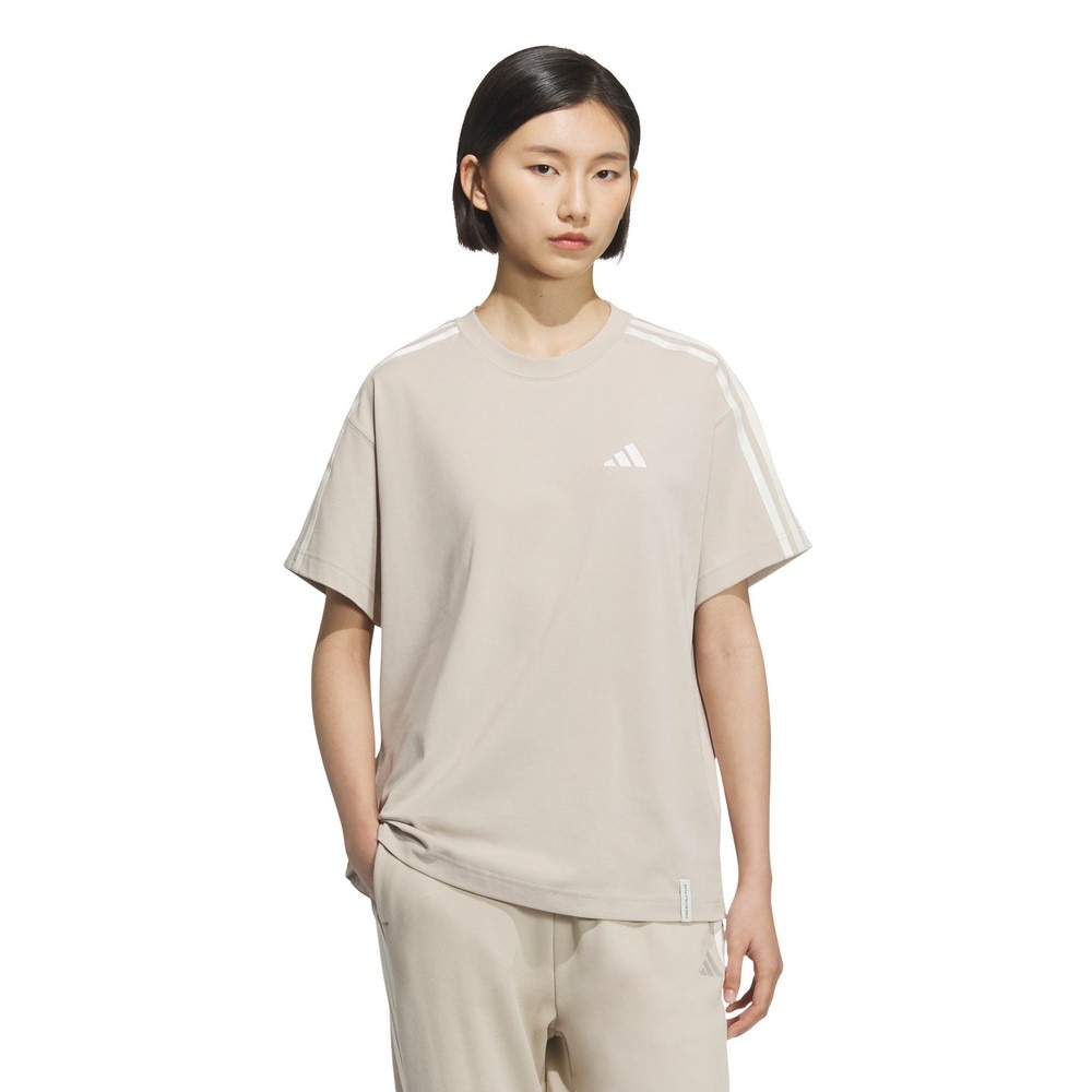 アディダス（adidas）（レディース）エッセンシャルズ プラス スリーストライプス 半袖Tシャツ JUP44-JZ8689