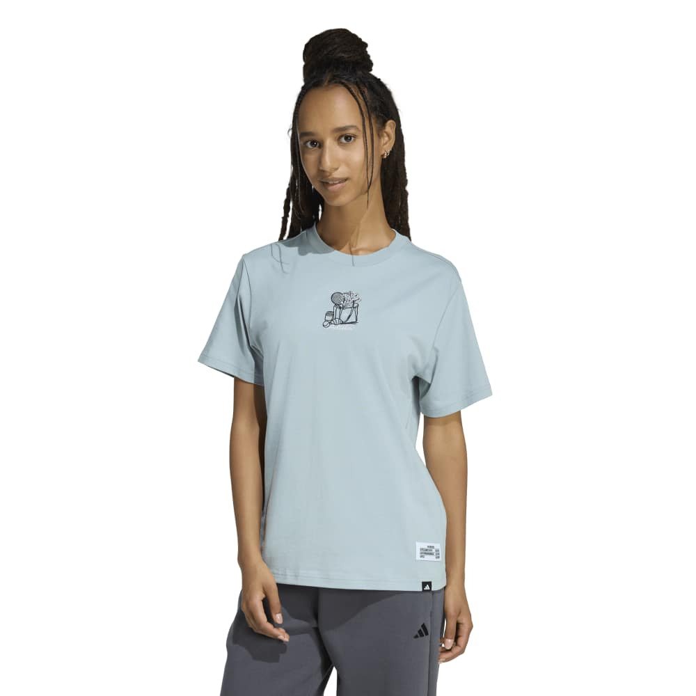 アディダス★裏起毛★ストレッチ★シャツ【レディース サイズXS】 アディダス（adidas）（レディース）ミニ刺しゅうグラフィック半袖T