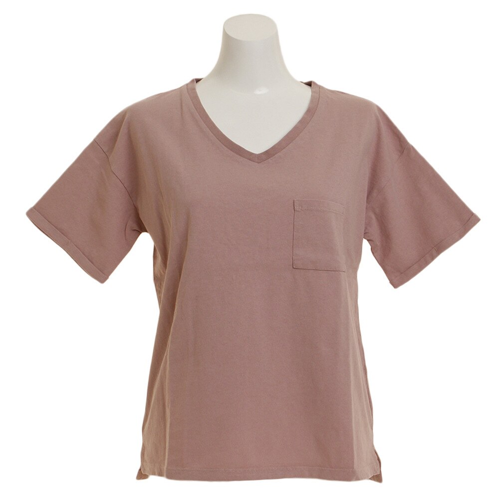  【多少の傷汚れありの為大奉仕】Tシャツ レディース 半袖 ポケット Vネック 864EK8UK5835PNK