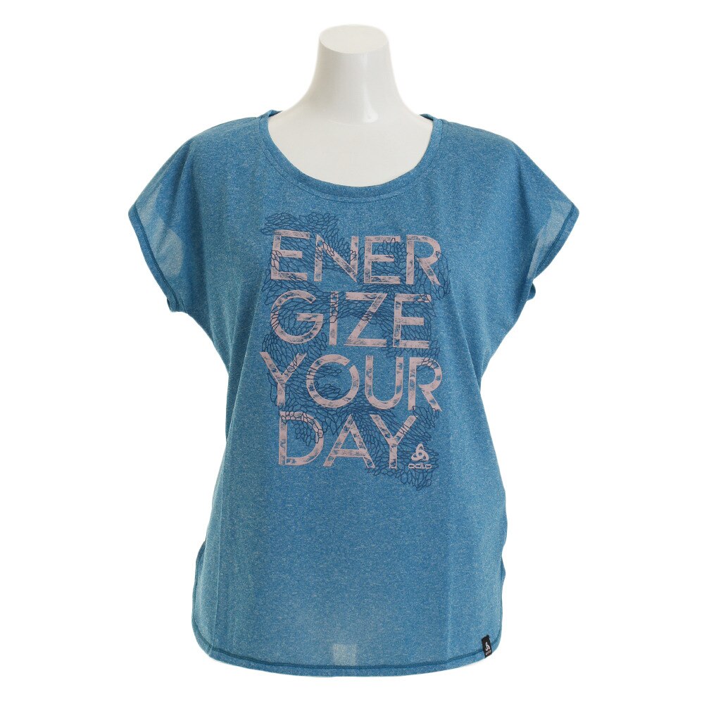  Tシャツ レディース 半袖 クルーネック 350061 crystal teal melange オンライン価格