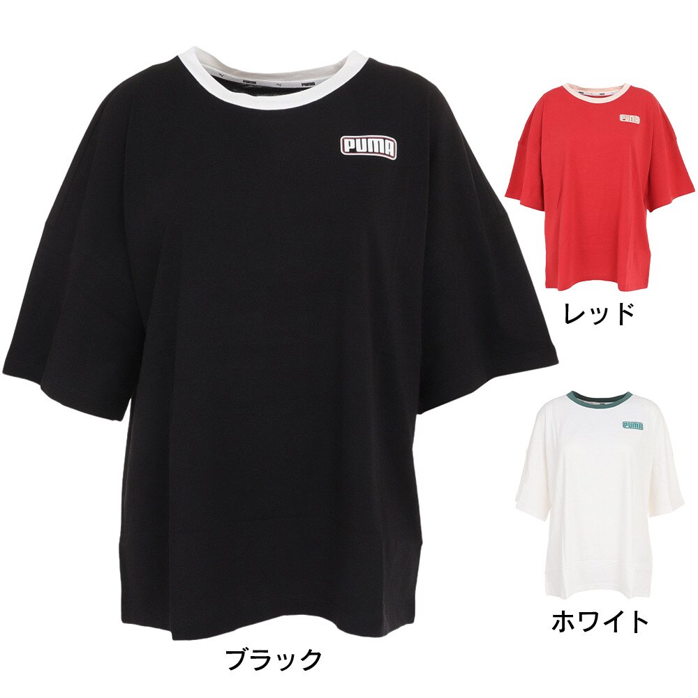 プーマ（PUMA）（レディース）半袖Tシャツ レディース サマーストライプス ファッション 845819 02 WHT