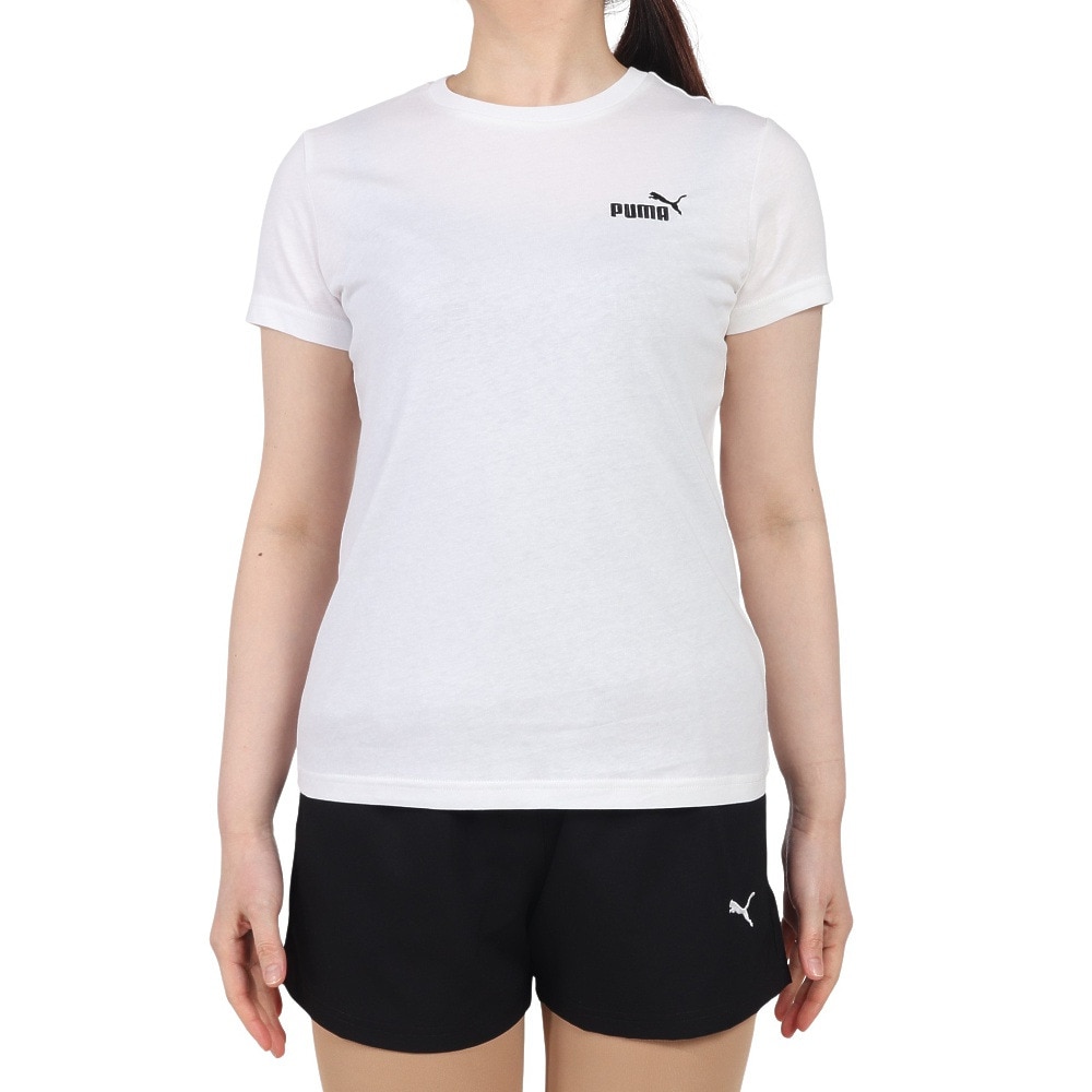 プーマ（PUMA）（レディース）ESS スモール NO.1 半袖Tシャツ 687596 02 WHT