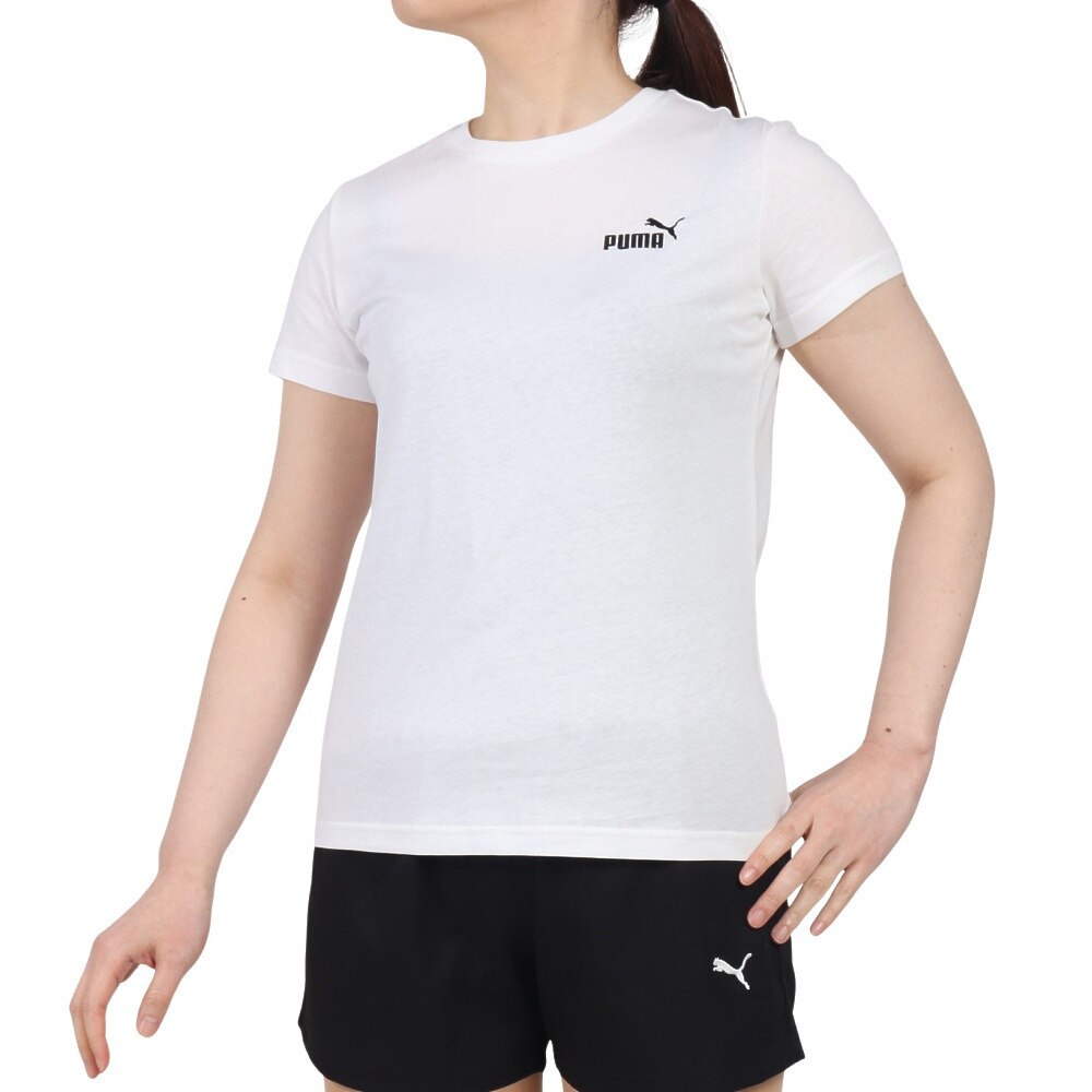 プーマ（PUMA）（レディース）ESS スモール NO.1 半袖Tシャツ 687596 02 WHT