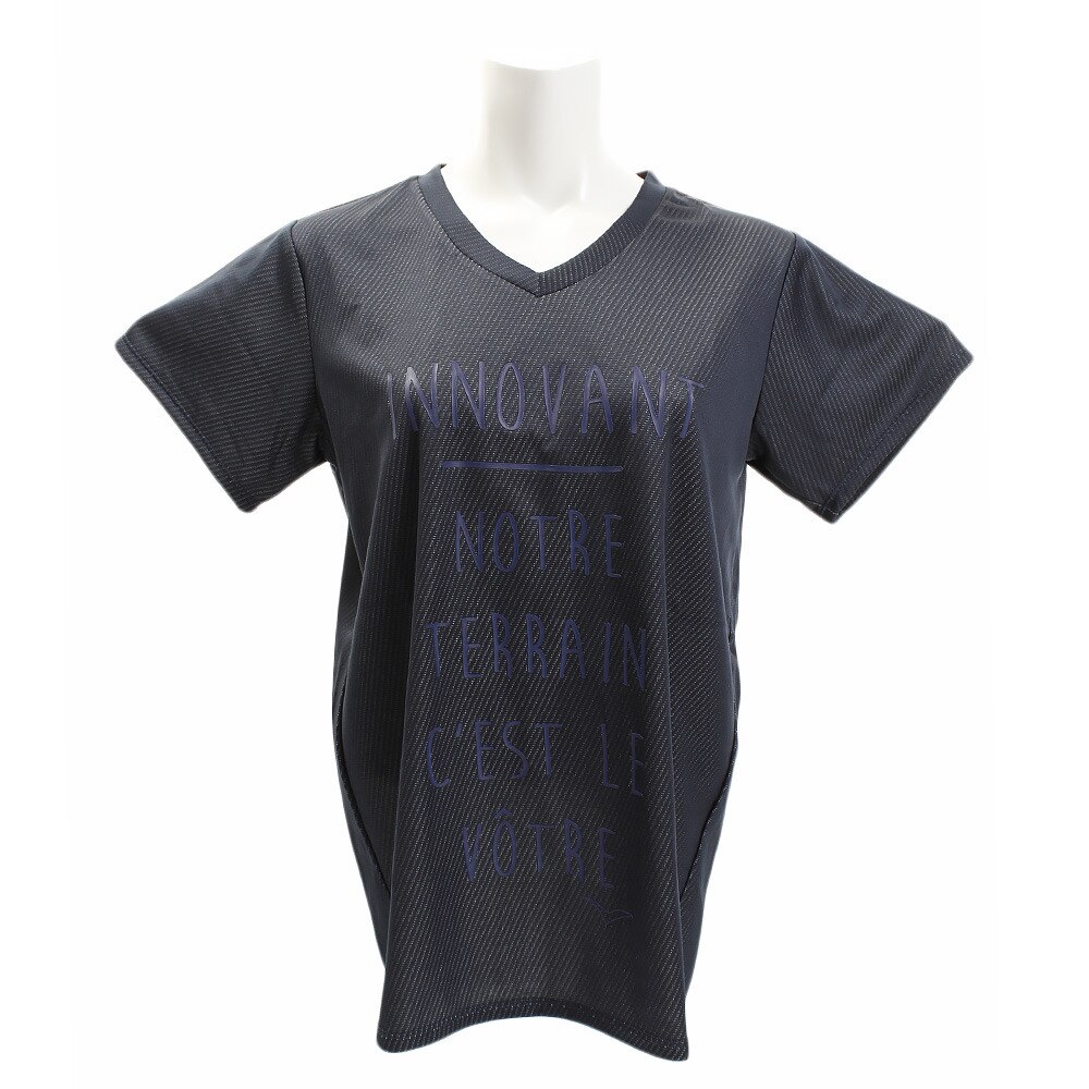  【多少の傷汚れありの為大奉仕】Tシャツ レディース 半袖 ドライプラス ジャガード Vネック 864D8HD5644 NVY