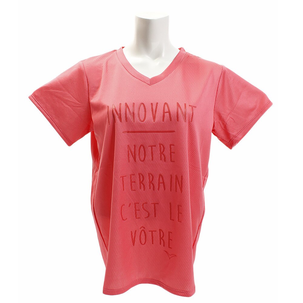  Tシャツ レディース 半袖 ドライプラス ジャガード Vネック 864D8HD5644 SMP