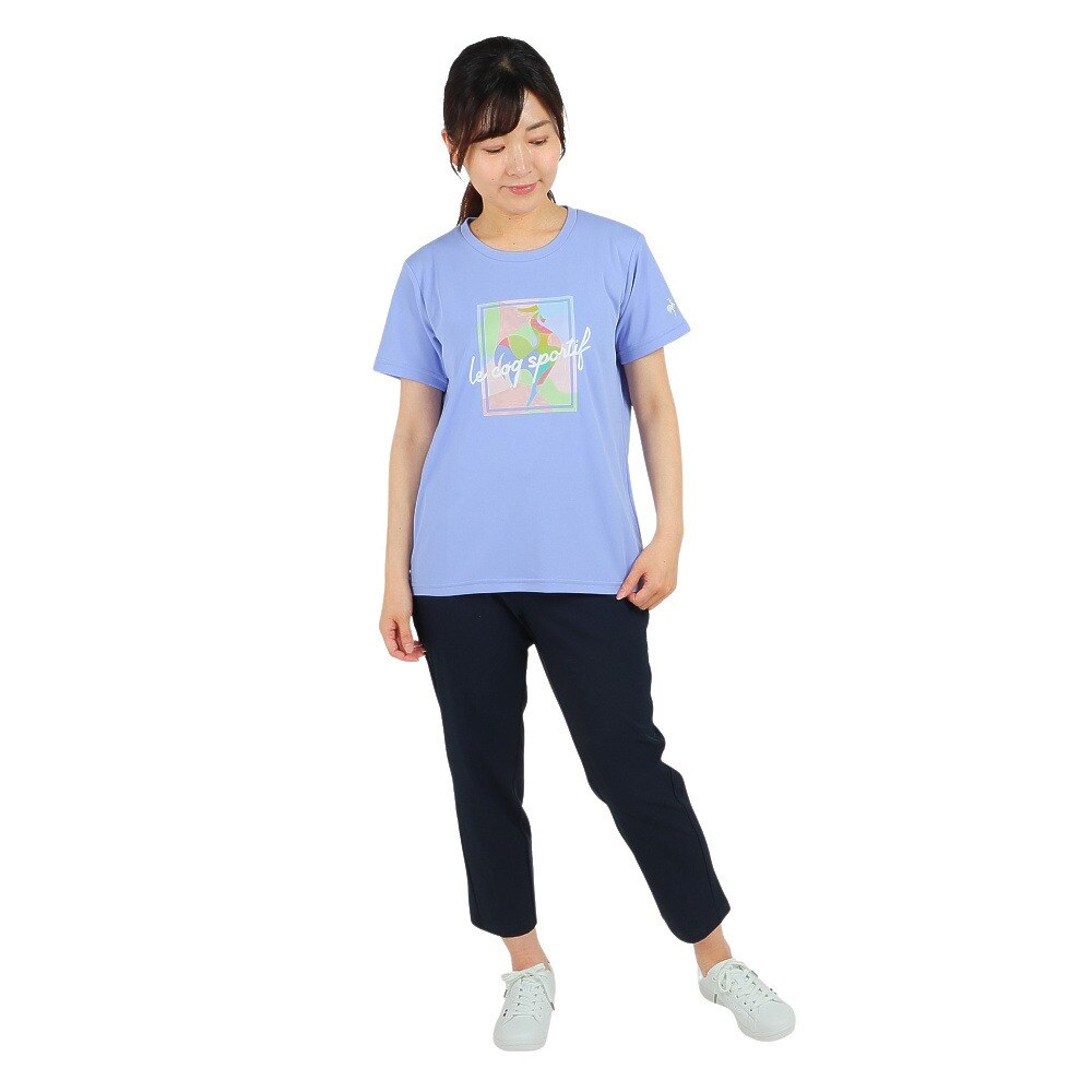 ルコックスポルティフ（lecoqsportif）（レディース）半袖Tシャツ レディース SUNSCREEN ビッグロゴ QMWVJA03 PP