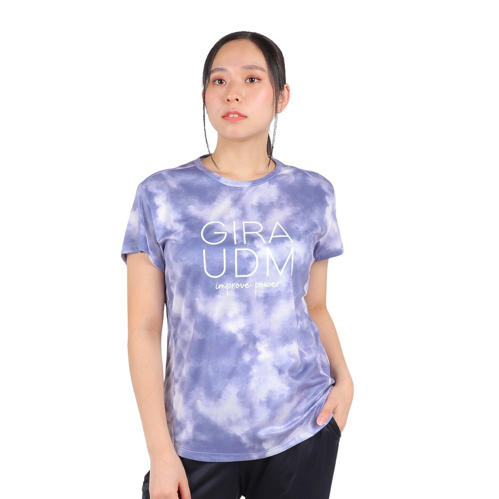ジローム（GIRAUDM）（レディース）ドライプラスクール SHINE BLOCK メッシュ半袖Tシャツ CT4S0050-TR864-GRSD NVY