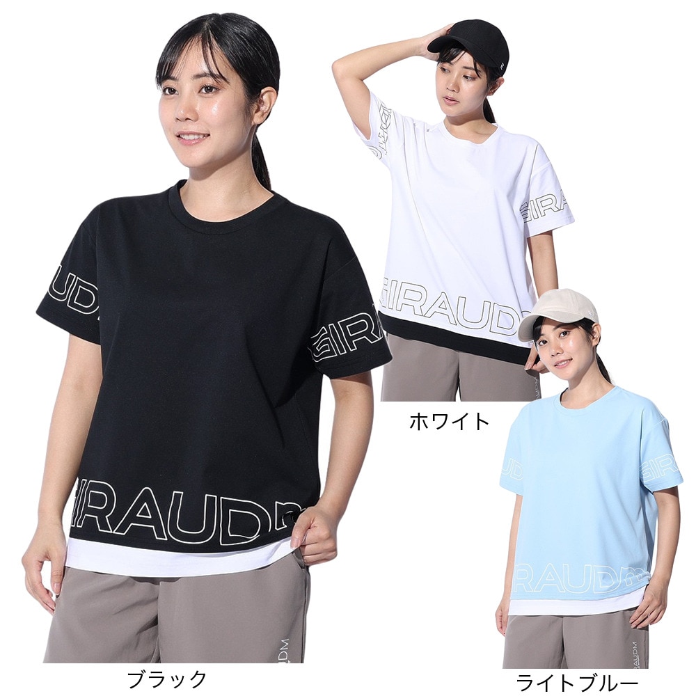 ジローム（GIRAUDM）（レディース）ドライプラス ジャージ プリント Tシャツ CT4S0053-TR864-GRCD BLK