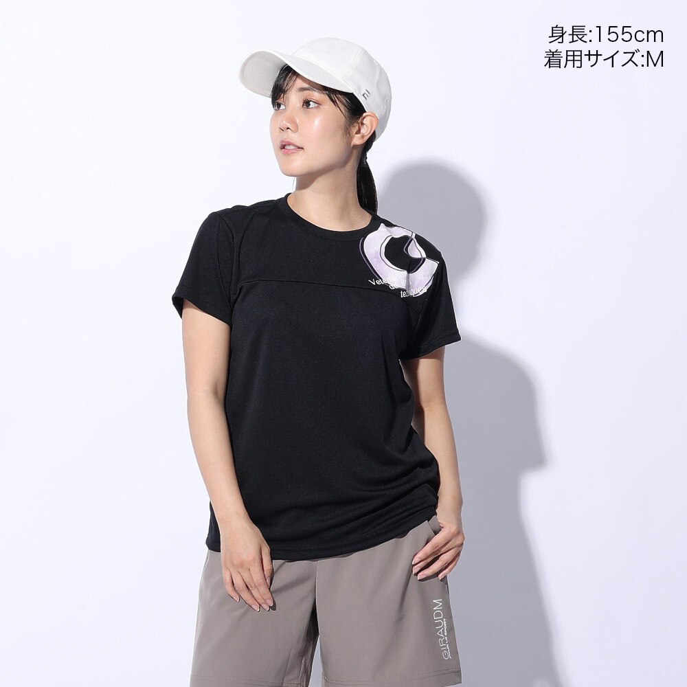 ジローム（GIRAUDM）（レディース）ドライプラス プリント メッシュ Tシャツ CT4S0054-TR864-GRCD BLK