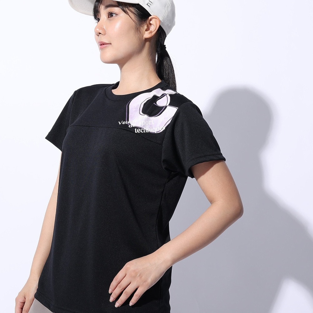 ジローム（GIRAUDM）（レディース）ドライプラス プリント メッシュ Tシャツ CT4S0054-TR864-GRCD BLK