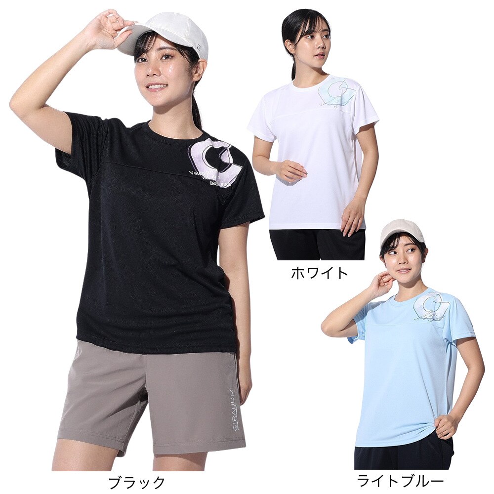 ジローム（GIRAUDM）（レディース）ドライプラス プリント メッシュ Tシャツ CT4S0054-TR864-GRCD LBLU