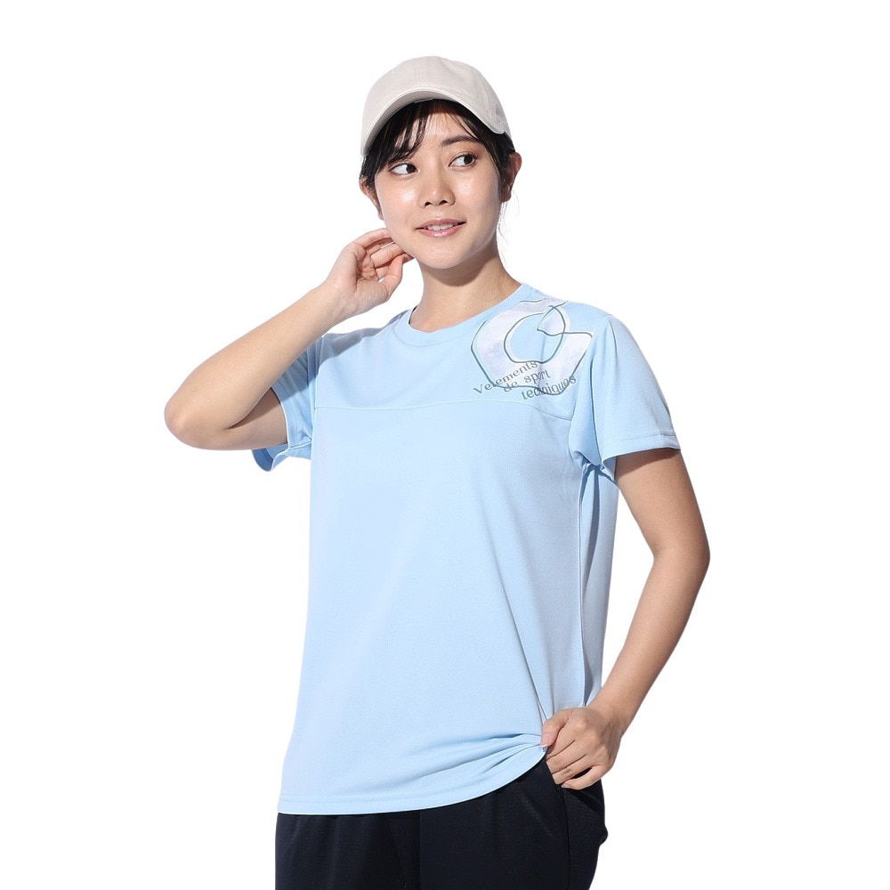 ジローム（GIRAUDM）（レディース）ドライプラス プリント メッシュ Tシャツ CT4S0054-TR864-GRCD LBLU