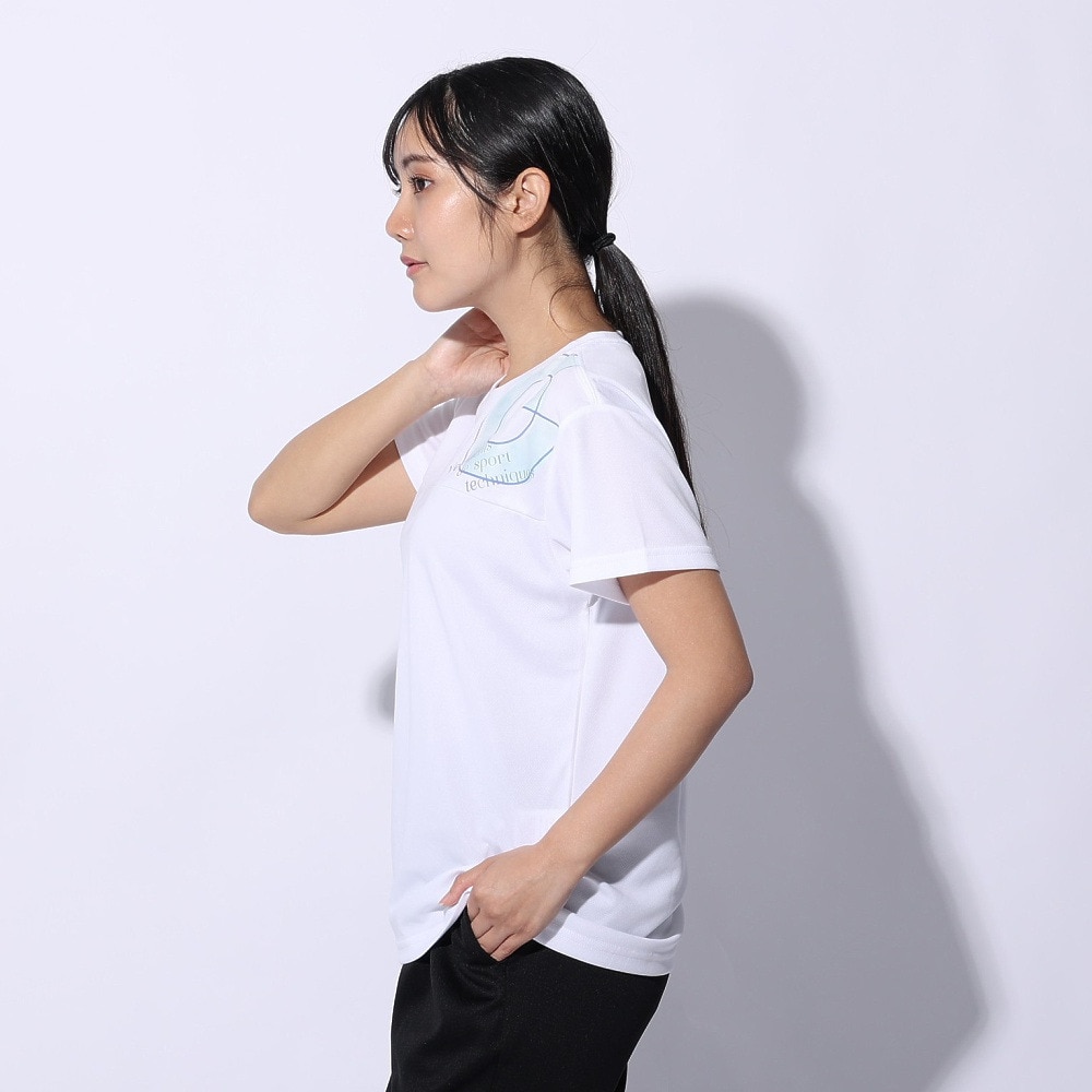 ジローム（GIRAUDM）（レディース）ドライプラス プリント メッシュ Tシャツ CT4S0054-TR864-GRCD WHT
