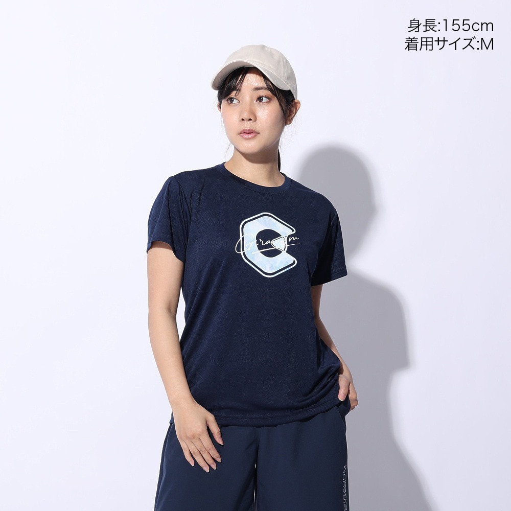 ジローム（GIRAUDM）（レディース）ドライプラス プリントメッシュ Tシャツ CT4S0055-TR864-GRCD NVY