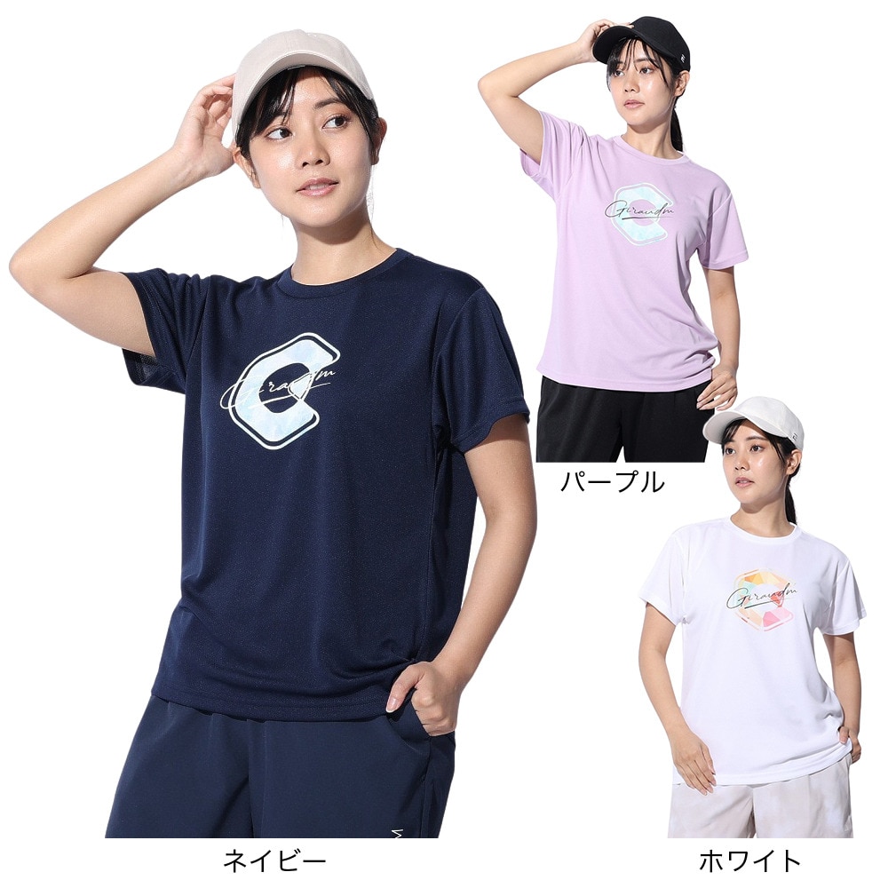 ジローム（GIRAUDM）（レディース）ドライプラス プリントメッシュ Tシャツ CT4S0055-TR864-GRCD WHT