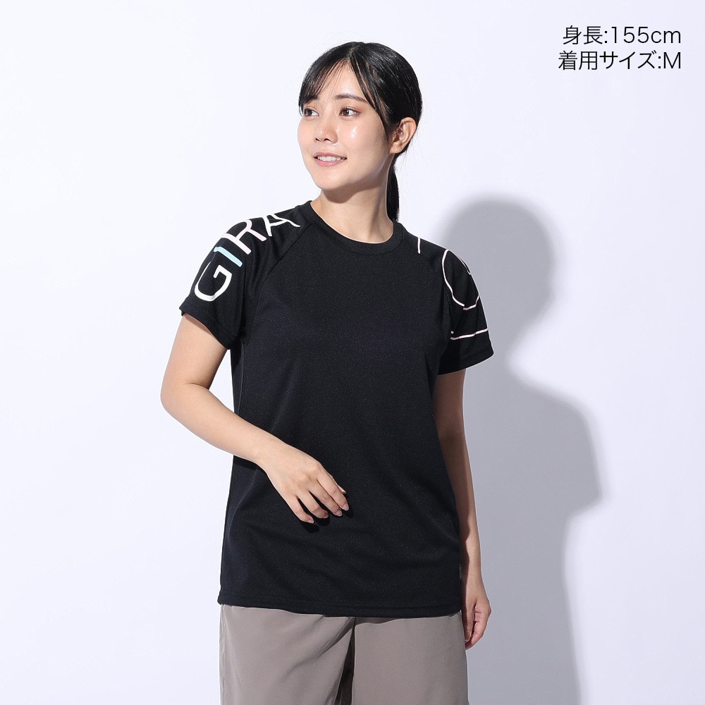ジローム（GIRAUDM）（レディース）ドライプラス プリントメッシュ Tシャツ CT4S0056-TR864-GRCD BLK